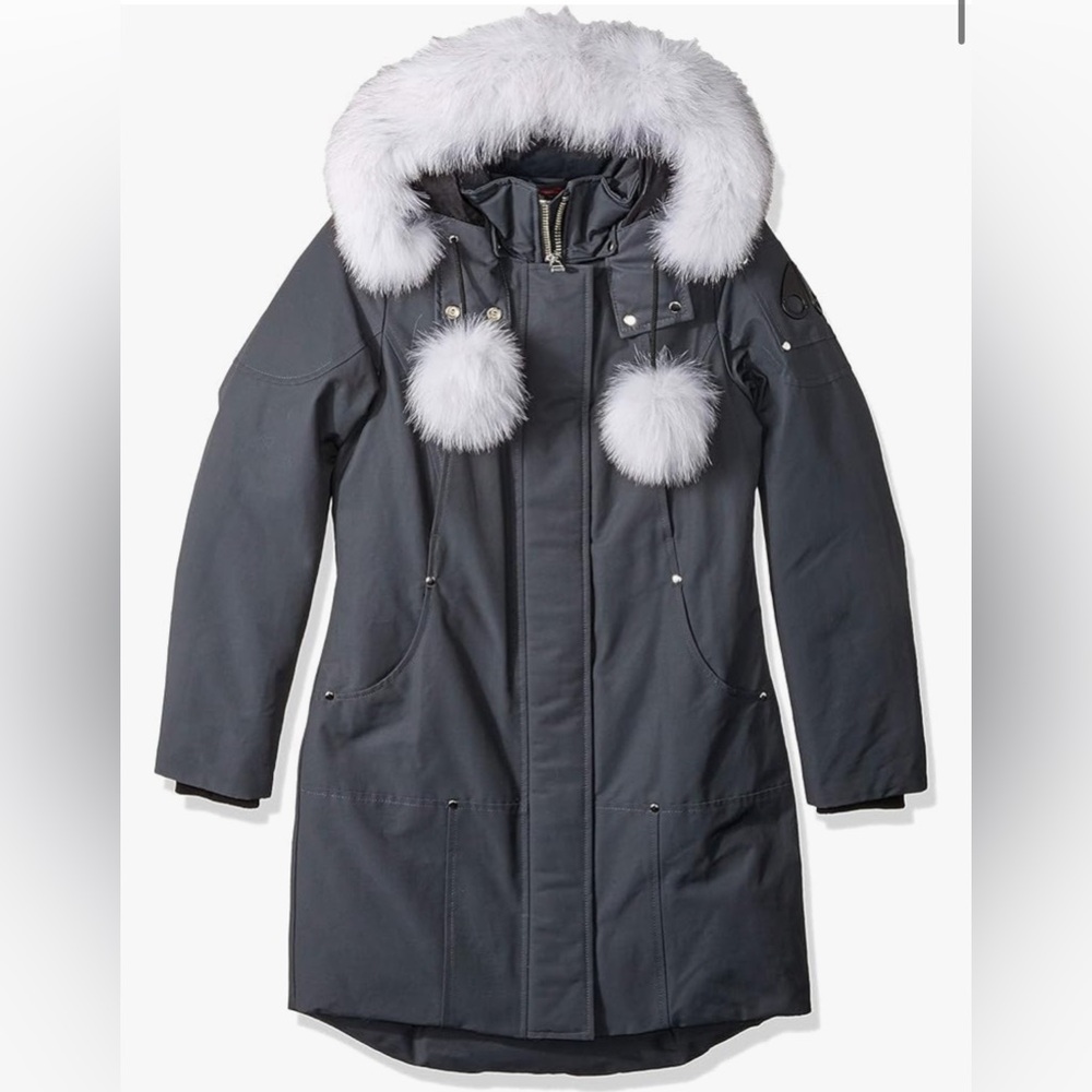 Moose Knuckles Women’s Stirling Parka with Fur Pom Pom Size Medium